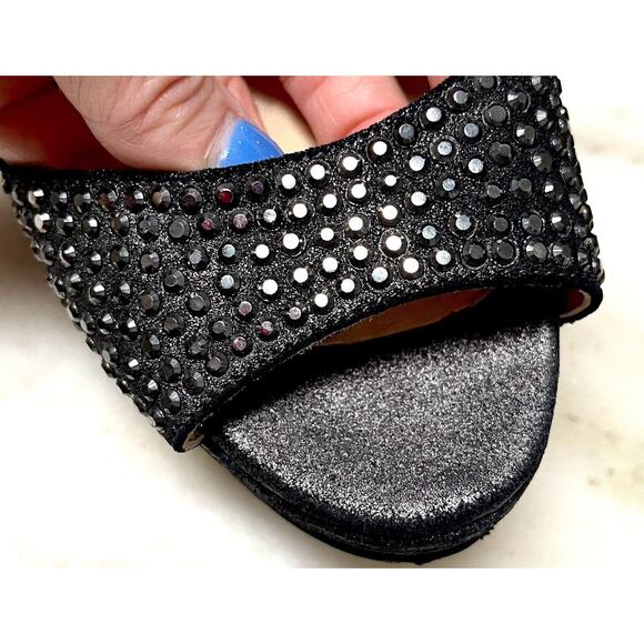 Jimmy Choo Gun Metallic Pable Crystal Hematite studs wedge sandal Heels Ankle 39 - Picture 11 of 16